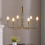 LINDBY Kronleuchter Elanova Lindby, dimmbar, messing / gold, für Wohn- / Esszimmer, Metall, Antik, Kronleuchter - 70 cm - 70 cm - 48.6 cm