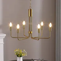 LINDBY Kronleuchter Elanova Lindby, dimmbar, messing / gold, für Wohn- / Esszimmer, Metall, Antik, Kronleuchter - 70 cm - 70 cm - 48.6 cm