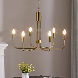 LINDBY Kronleuchter Elanova Lindby, dimmbar, messing / gold, für Wohn- / Esszimmer, Metall, Antik, Kronleuchter - 70 cm - 70 cm - 48.6 cm