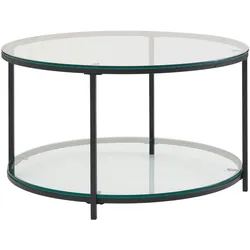 Kadima Design Couchtisch `Trebbia`: Glas-Metall Mix, 2 Ablagen, Marmoroptik, stabil. Transparent, 80x80x45 cm