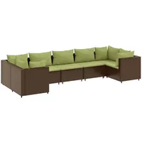 vidaXL 7-tlg Garten-Lounge-Set mit Kissen Braun Poly Rattan Modell 12