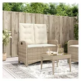 vidaXL Gartenbank Verstellbar mit Kissen Beige Poly Rattan