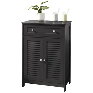 SoBuy FRG238-DG Badkommode mit Einer Schublade und Türen, Kommode Badschrank Sideboard Flurschrank, dunkelgrau BHT ca: 57x87x33cm