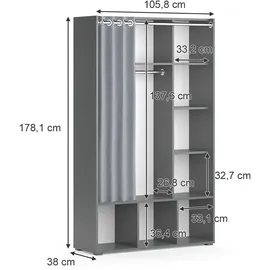 Vicco Kinderkleiderschrank Luigi 105,8 x 178,1 cm Kiefer grau
