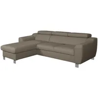 Livetastic Ecksofa, Taupe, Textil, Leder, Echtleder, Rindleder, 3-Sitzer, L-Form, 242x176 cm, Made in EU, Bettkasten erhältlich, Lederauswahl, Bettfunktion Rücken echt, Wohnzimmer, Sofas & Couches, Wohnlandschaften, Ecksofas