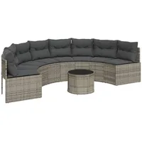 vidaXL Gartensofa Halbrund Loungeset grau