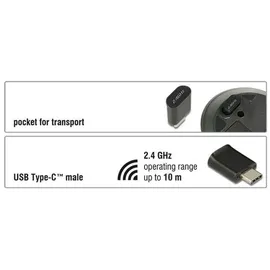 DeLock Optische 3-Tasten Wireless Mini Maus USB Type-C 2,4 GHz (12526)