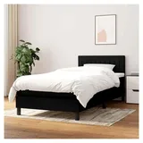 Lattenrost mit Matratze, Schwarz, 90 x 190 cm, Stoff, Plattformbett mit Lattenhalter, einfache Montage, für Schlafzimmer, Erwachsene