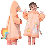 Regenmäntel Kinder Regenponcho Regenjacken mit Rucksackabdeckung Mädchen Outdoor Transparente Regenbekleidung Mit Tragbarer Tasche Kinder Kapuzen Kleinkind