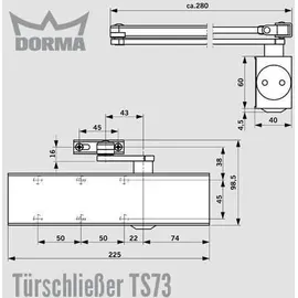 Dormakaba TS 73 V silber EN 2-4 o.Gestänge