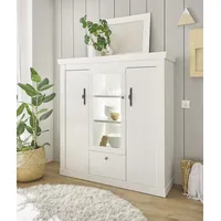 Home Affaire Highboard »RAVENNA«, im romantischen Landhausstil, Griffe aus Metall, Höhe 146 cm, weiß