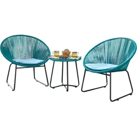 Hti-Living Modernes Terrassenmöbel Set 3-tlg. Blau