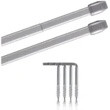 bc-agentur Vitragestangen 2er Pack ausziehbar, 2 Gardinenstangen mit Schraubhaken (Farbe: silber, Größe: 80-120cm)
