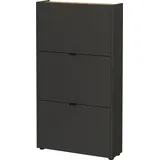 Schuhschrank GERMANIA "Ameca", grau (graphit, navarra, eiche, nachbildung), B:71cm H:127cm T:22cm, Holzwerkstoff, Kunststoff, Metall, Schränke, Schuhschrank, ideal für schmale Flure, Tiefe: 22cm, Soft-close, Made in Germany
