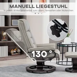 Homcom Relaxsessel mit Hocker, Drehbar Fernsehsessel mit Liegefunktion, Kunstleder,
