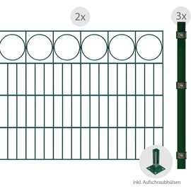 Arvotec Doppelstabmattenzaun "ESSENTIAL 80 zum Aufschrauben "Ring" mit Zierleiste" Zaunelemente Zaunhöhe 80 cm, Zaunlänge 2 - 60 m Gr. H/L: 80 cm x 4 m H/L: 80 cm, grün (dunkelgrün) Zaunelemente