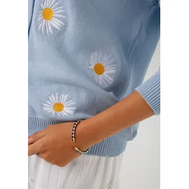 Aniston CASUAL Strickjacke in Blau-Weiß-Gelb 36