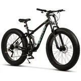 Velors Fatbike 26 Zoll Fat Tire 4.0 MTB für Herren Damen und Jungen, 21 Gang, Kettenschaltung, mechanische Scheibenbremse, Fat Bike Mountainbike schwarz