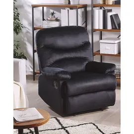 Beliani Fernsehsessel Eslov Samtstoff 80 x 100 x 90 cm Schwarz mit Fußstütze und Kissen