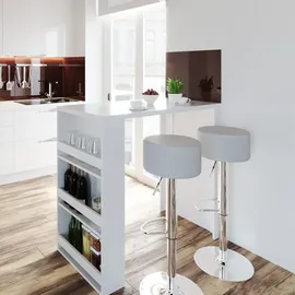 Vicco Bartisch-Set, Weiß, 117 x 57 cm mit 2 Barhockern