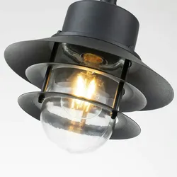 Licht-Erlebnisse Hängelampe SOLAS Schwarz 304er Edelstahl Glas 1x E27 max. 60W LE57393