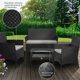 Svita Brooklyn Polyrattan Sitzgruppe Lounge Gartenmöbel Set Schwarz