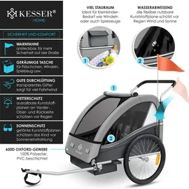 Kesser Kinderanhänger Sport-RX 2 in 1 Joggerfunktion helgrau