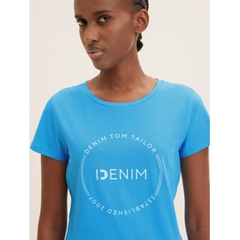 TOM TAILOR Denim Damen T-Shirt mit Label-Print