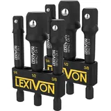 LEXIVON Stecknuss Adapter bit set (6 teiliges 7.5cm lang) 6.35 | 9.5 | 12.7mm für Drehmomentschlüssel, bohrer set, steckschlüssel bithalter, ratsche