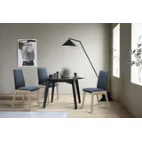 Polsterstuhl STRESSLESS "Laurel", blau (oxford blau paloma, schwarz), B:57cm H:92cm T:59cm, Leder PALOMA: PALOMA ist ein durchgefärbtes Semianilin-Möbelleder mit natürlicher Narbung., Stühle, Polsterstuhl, Low Back, Größe M, mit abgerundeten Beinen in Schwarz