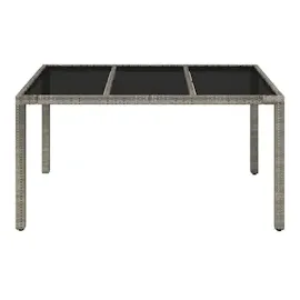 vidaXL Gartentisch mit Glasplatte Grau 150x90x75 cm Poly Rattan