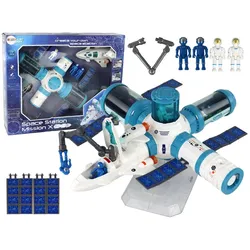 LEAN Toys Spielzeug-Flugzeug Rakete Raumstation Raumset Weltraumrakete Weltraummission Spielzeug blau