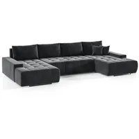 Fun Möbel Wohnlandschaft Sofa mit Schlaffunktion VOGAR Stoff Monolith