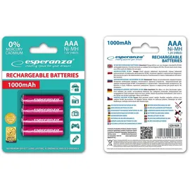 Esperanza Wiederaufladbare Batterien Ni-Mh AAA 1000 mAh 4 St.