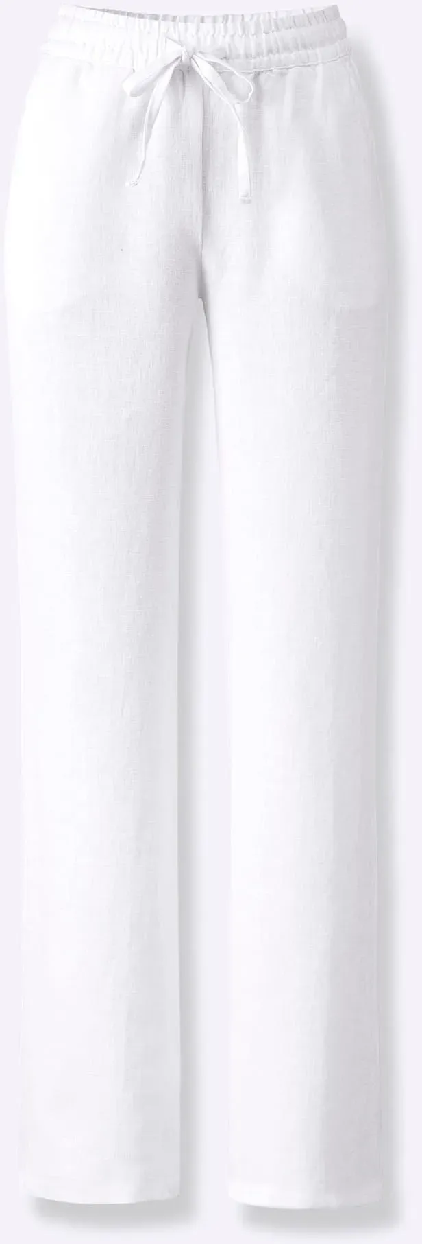 Schlupfhose HEINE, Damen, Gr. 48, Normalgrößen, weiß, 100% Leinen, unifarben, lang, Hosen Schlupfhose