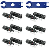SOLARTRONICS 6 Paar Solarstecker , Männlich/Weiblich Solarpanel Kabelstecker, IP67 Wasserdicht, PV Stecker kompatibel mit MC4, Steckverbinder für 4mm2 - 6mm2 Solarkabel mit Solar-Spannschlüssel