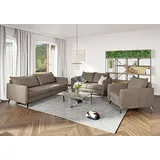 s-style möbel Nina Sofagarnitur 3 2 1 Polstergarnitur 3+2+1 mit Schwarz Metall Füßen aus Dunkelbeige