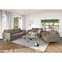 s-style möbel Nina Sofagarnitur 3 2 1 Polstergarnitur 3+2+1 mit Schwarz Metall Füßen aus Dunkelbeige
