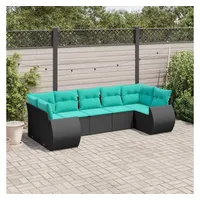 vidaXL Gartensofa-Set 7-tlg. blau/schwarz