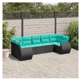 vidaXL Gartensofa-Set 7-tlg. blau/schwarz