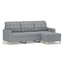 vidaXL 3-Sitzer-Sofa mit Hocker Hellgrau 180 cm Stoff