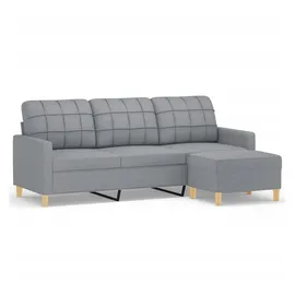 vidaXL 3-Sitzer-Sofa mit Hocker Hellgrau 180 cm Stoff