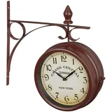 Relaxdays Bahnhofsuhr 38,0 cm HBT 34 x 35 x 10 cm braun