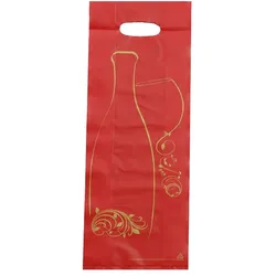 Tasche 2 Plastikflaschen HDPE rot ausgeschnittene Griffe 16 + 4/4 x 46 cm pro 1000 - Gimex