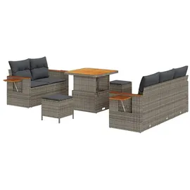 vidaXL Garten-Sofa-Set 10-tlg. grau Polyrattan