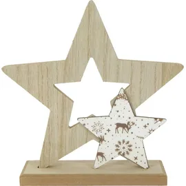 Trendline Deko Holzstern 20 x 5,5 x 20 cm mit Muster Figur