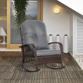 Outsunny Schaukelstuhl Gartenstuhl 75 x 98 x 91 cm braun