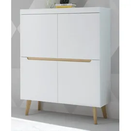 furn.design Highboard Kommode Schrank skandinavisch weiß matt Eiche, 107 cm), Isgard