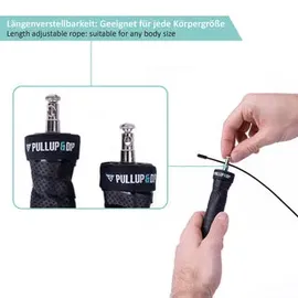 PULLUP & DIP Springseil mit professionellem Kugellager und Anti-Rutsch Griffen, verstellbares Speed Rope mit PVC Ummantelung für Ausdauertraining, Boxen, MMA, 3 m Seil