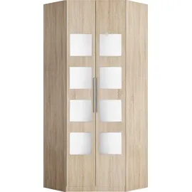 Priess Eckkleiderschrank PRIESS "Saragossa", braun (struktureichefarben hell), H:193cm, Kunststoff, Schränke, Eckkleiderschrank, mit 8 Einlegeböden und 2 Kleiderstangen